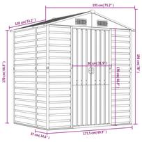 Garden Shed Anthracite 191 x 130 x 198 cm Galvanized Steel