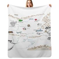Fillory Map (with Hand Writing Quest) Throw Blanket Anti Shedding Soft Fuzzy Blanket for Home Size: 100*150cm, Weight: 320 GSM white