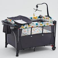 European Style Baby Bedside Rocking Cradle with Play Function 110x70x77 cm gray