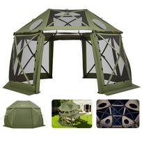 VEVOR Pop up Gazebo Screen Tent, 3.96 x 3.96 m, 13-Sided Spherical Camping Canopy Tent with Removable Top & Carry Bag, Quick-Set & Bite-Proof