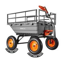 VEVOR Garden Dump Cart, 680 kg Poly Dump Cart, 15 Cu. Ft. Garden Carts Dumps Wagon with 2-in-1 Convertible Handle, 90 degrees Quick-Dumps Mechanism 124 x 99 x 97.5 cm