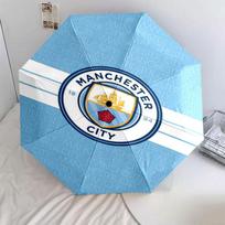 Man City pattern, automatic folding umbrella, portable and foldable design, 8 ribs, a Christmas or birthday gift. nan white