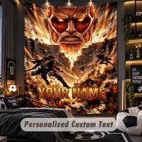 Personalized Wall Tapestry,Attack on Titan Custom Printed Name, Fabric Wall Art For Indoor Room Backdrop 180cmx230cm