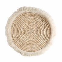 Boho Šiaudinis Austas Padėklas Sienos Dekoras Apvalus Krepšys Neslystantis Šiaudinis Sieninis Pakabinamas Elementas Karščiui Atsparus Makramė Austas Padėkliukas Po Puodeliu Stalo Padėklas