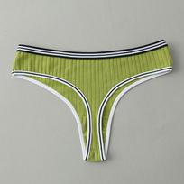 Moteriški apatiniai Seksualūs stringai Dryžuota juosmens juosta Grynos medvilnės tarpkojis T formos kelnaitės Moteriškas žavesys Žemo liemens Siūlinės kelnaitės L žalia