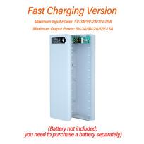 10 Cell 18650 Detachable DIY Power Bank Kit Battery Case LED Power Display Mobile Power Supply Kit QC Fast Charging no Battery raudona