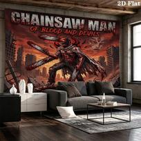 Chainsaw Man Wall Tapestry Aesthetic Wall Hanging Printed Fabric Blanket Decorative Tapestries For Bedroom Living Room Home Decor 100cm x 150cm