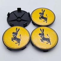 4pcs Donkey Logo Emblem Car Wheel Center Caps 68MM 63MM Wheels Hub Cap Donkeys Badge Rim Hubcaps Cover Replace Car Accessories Donkey Badge&4pcs Wheel Caps yellow
