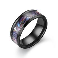 8 mm titano plieno žiedas vyrams, moterims, nerūdijančio plieno žiedas, mados vyrams, moterims, žiedai su grioveliais. 6 gray