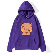 BuBu kissed DuDu Hoodie Panda Bear Sweatshirt Couple clothes Men kawaii Women Tops Four Seasons Casual streetwear 3XL blue
