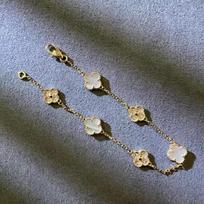 9MM Mini Šešižiedis Keturlapis Dobilas Apyrankė Baltoji Perlamutro Violetinio Chalcedono CNC Apdirbimas Paprasta ir Universali Aukščiausios Klasės Apyrankė gray