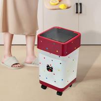 Kitchen Trash Can with Wheels Rolling Garbage Bin Wastebasket for Office L gray