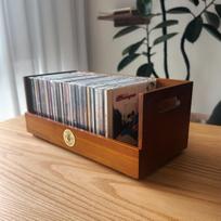 Medinė CD laikymo dėžutė Darbalaukio masyvmedžio stendas vinilo plokštelėms Albumų kolekcija Sieninis laikiklis Namų biuro dekoravimui black