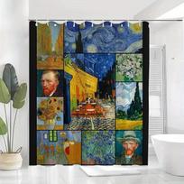 Vincent Van Gogh'S Starry Shower Curtain Can Be Hand-Washed In Waterproof Polyester Fabric Art Design Bathroom Shower Curtain W60H190(CM)-1 Pcs black