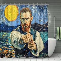 Vincent Van Gogh'S Starry Shower Curtain Can Be Hand-Washed In Waterproof Polyester Fabric Art Design Bathroom Shower Curtain W160H180(CM)-1 Pcs