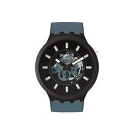 Swatch Quartz Movement 30M Water Resistant Watch 47Mm Black Dial Ceramic Case Silicone Strap Unisex Watches SB03B107 SB03B107 gray