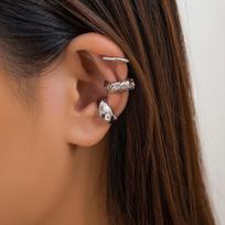 Set of Three Ear Cuffs Adjustable Non-Pierced Jewelry Accessories with Textured and Smooth Finishes Suitable for Daily Wear and Special Occasions One Size brown