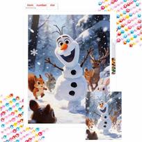 Disney diamond painting full diamond art craft Olaf winter forest animal ornaments handmade living room decoration background Round 20x30cm black