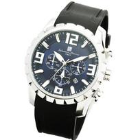 Salvatore Marra Men's Chronograph Watch SM22111 10 ATM Water Resistant Rubber Band Black and White Japan Movement Date Calendar 24-Hour Dial Business black