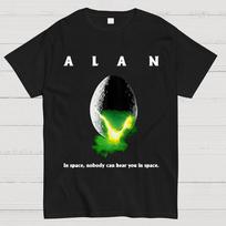 Alan In Space Nobody Can Hear You In Space Unisex 100% Cotton Summer Casual Cool Loose T-Shirt M black