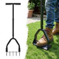 VEVOR Lawn Aerator, 9.2 in Manual Core Aerator Tool with 15 Iron Spikes, Long Handle & Wide Plate, Heavy Duty Grass Aeration Tool