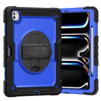for iPad Pro 13-inch (M4) , Military Grade Shockproof Protector Silicone Cover with Pencil Holder+Handle Shoulder Strap Case iPad Pro 13 M4 2024 black