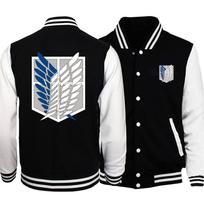Attack on Titan Baseball Jacket with Levi Back Print White Maneuver Gear and Pink Cherry Blossom Chest Design Japanese M gray