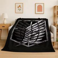 Attack on Titan Cartoon Anime Flannel Blanket Soft Warm Throw Blanket for Bedroom Living Room Bed Travel Camping Picnic Gift 100x150cm