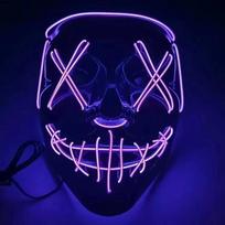 Scary Halloween Party LED Glow Mask V-Shape Light Up Face Cover for Man Techwear Mask Face Mask Party Decoration blue