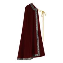 Medieval Renaissance Lace Short Knight Cape Cloak Vintage Shoulder Cape Stage Performance Costume with Brooch One Size black