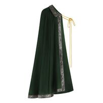 Medieval Renaissance Lace Short Knight Cape Cloak Vintage Shoulder Cape Stage Performance Costume with Brooch One Size black