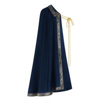 Medieval Renaissance Lace Short Knight Cape Cloak Vintage Shoulder Cape Stage Performance Costume with Brooch One Size black
