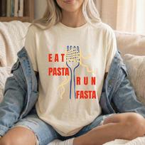 Eat Pasta, Run Fasta T-Shirt, Funny Marathoner Gift, Funny Spaghetti T-shirt, Food Lover Gift, Pasta Addict Tee, Italian Cuisine Top S gray
