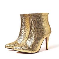 Womens Elegant Pointed Toe Side Zipper Short Boots With Stiletto Heel 8cm High 41 beige