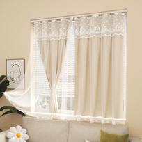 Window Curtains Curtains Lace Hanging Living Room Bedroom Blackout Drape Double Layers Romantic Windows Sheer Drapes W:0.9m* L:1.5m smėlis
