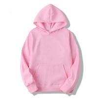 Men's Multi-Color Casual Fleece-Lined Solid Hoodie with Side Pockets L pink