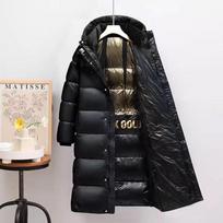 Winter new long black and gold cold-proof clothing, long thickened simple men's and women's coats tide XXXL juoda
