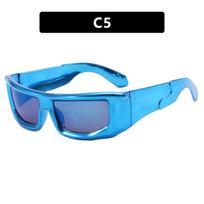 Rectangle Steampunk Sunglasses Women Men Fashion Y2K Vintage Steampunk Shades for Glasses Sports Eyewear mėlyna