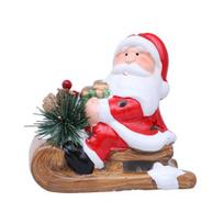 Kalėdų Senelio rogių figūrėlė Šviečianti keraminė Kalėdų Senelio statulėlė LED stalo puošmena šventinei lentynai židiniui namų interjerui Santa Claus red