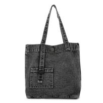 Lazy retro new washed denim cloth shoulder bag women's leisure commuter tote bag large capacity travel