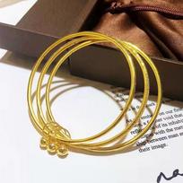 Shajin Jewelry Lotus Pod Bangle: Three Lives, Three Worlds Fu Character - Luxury Women's Imitation Gold Accessory. Inner diameter 62 beige