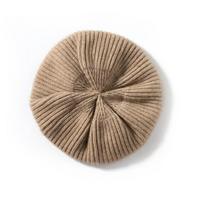 Cashmere Autumn and Winter New Style Women's High End Knitted Outdoor Warm Ear Protection Hat Fashionable Knitted Casual Beret One Size beige