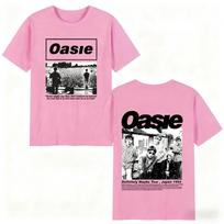 oasie roko grupės pasaulinis turas 2025 Moterims Vyrams T-shirt Spausdinti Drabužiai madingi laisvalaikio grynos medvilnės vasaros rudens ir žiemos apatiniai drabužiai 3XL pink