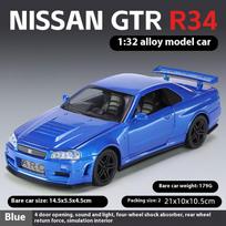 1:32 Nissan Skyline Ares GTR R34 Alloy Metal Diecast Sport Racing Car Model Simulation Model Sound Light Collect Hobby Ornaments mėlyna