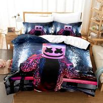 DJ Marshmello Bedding Set Single Twin Full Queen King Size Hip Hop Bed Set Aldult Kid Bedroom Duvetcover Sets 3D Print 035 AU Single(140*210cm)3pcs
