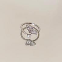 Butterfly Zircon Pearl Ring Women'S Light Luxury High-End Index Finger Ring Unique Niche Design Opening Adjustable Ring gray
