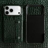 Genuine Leather Case With Wrist Strap Kickstand For For Iphone 17 Pro Max 16 1 14 13 12 Crocodile Pattern Protective Funda Genuine Leather&iPhone 11 Pro black