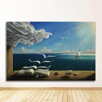 tapyba Atradimo dienoraštis aut. Vladimiras Kušas Salvadoras Dali Drobės meno spaudinys Plakatas Bangos Knyga Burlaivio paveikslas Drobė 60X90CM No Framed gray