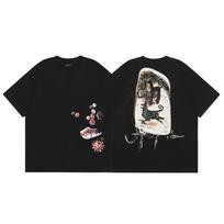 24S  trendy brand Travis Scott Utopia joint album art graffiti short-sleeved t-shirt men and women half-sleeved L white