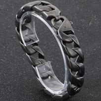 Vintage Black Stainless Steel Bracelet for Man Men's 15MM Wide Curb Link Chain Bracelets Bangles Armband Jewelry Pulseras Hombre 22CM black